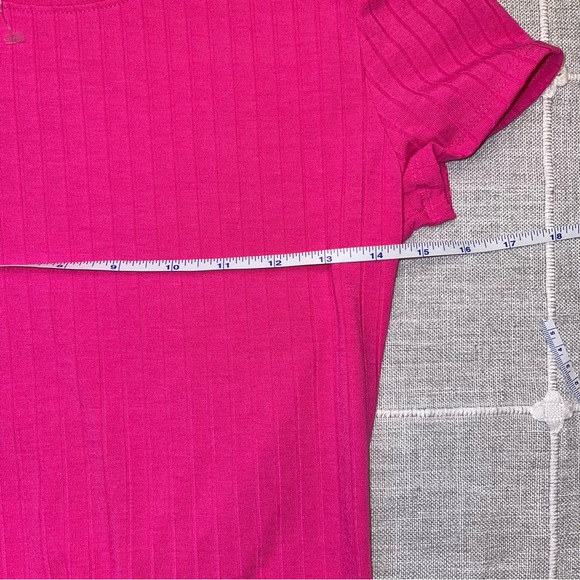 BOZZOLO Juniors Ribbed Cropped Top Hot Pink Sz L NWOT - Picture 5 of 5